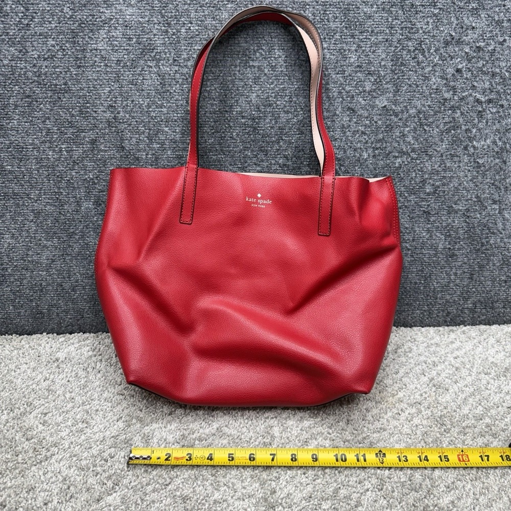 Kate Spade Lakeland Marina Reversible Pink/Red Leather Tote bag purse